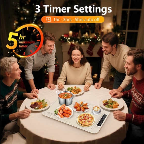 New Warming Mat for Food - Electric Silicone Food Warming Tray for Buffet, Beige - Picture 2 of 9